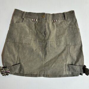 Italian Designer Military inspired Olive Mini Skirt with straps
